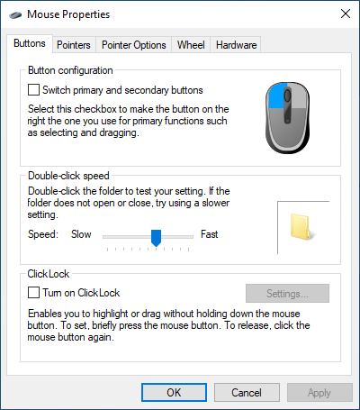 Access the Mouse Properties window through the Control Panel.
Navigate to the "Pointers" tab.