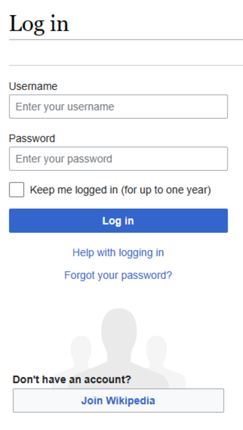 Account login screen