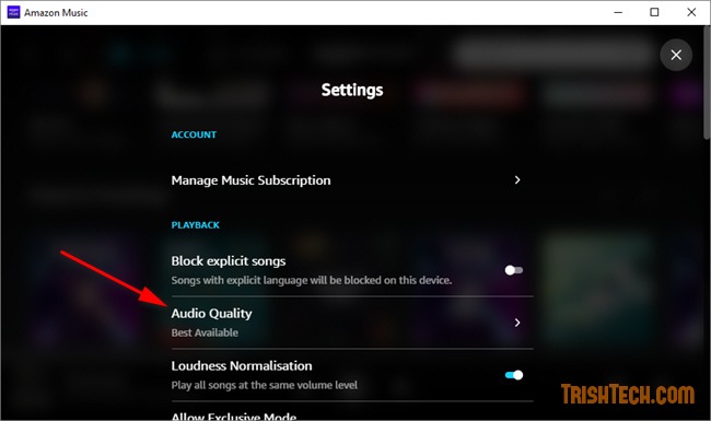 Adjust streaming audio quality settings to optimize performance.
Enhance your listening experience by changing the audio quality.
