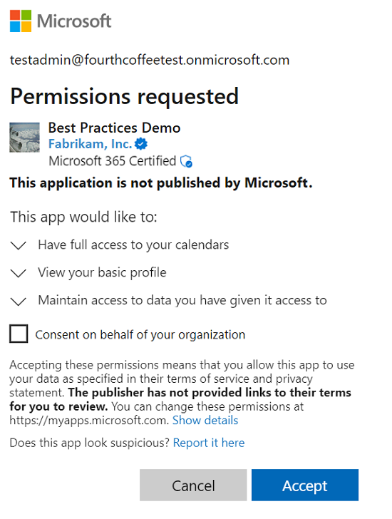 App permissions prompt