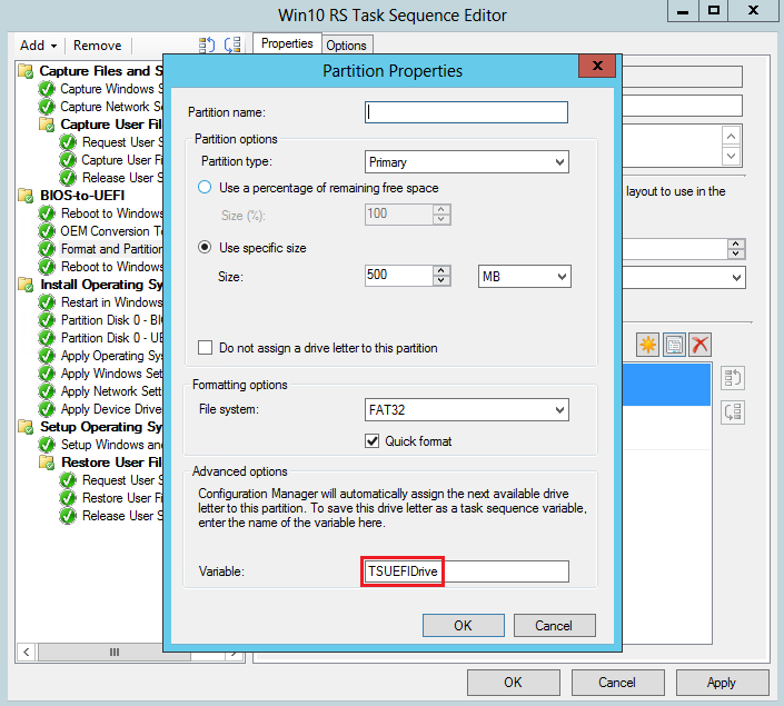 BIOS settings and partition configurations