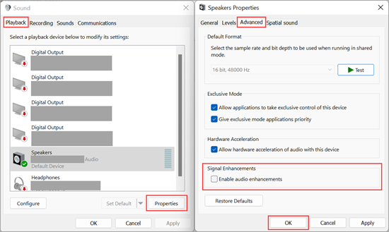 Check audio settings: Ensure that the audio output is set to the correct device and the volume is not muted. 
Update audio drivers: Install the latest drivers for your audio device from the manufacturer's website or use Windows Update.