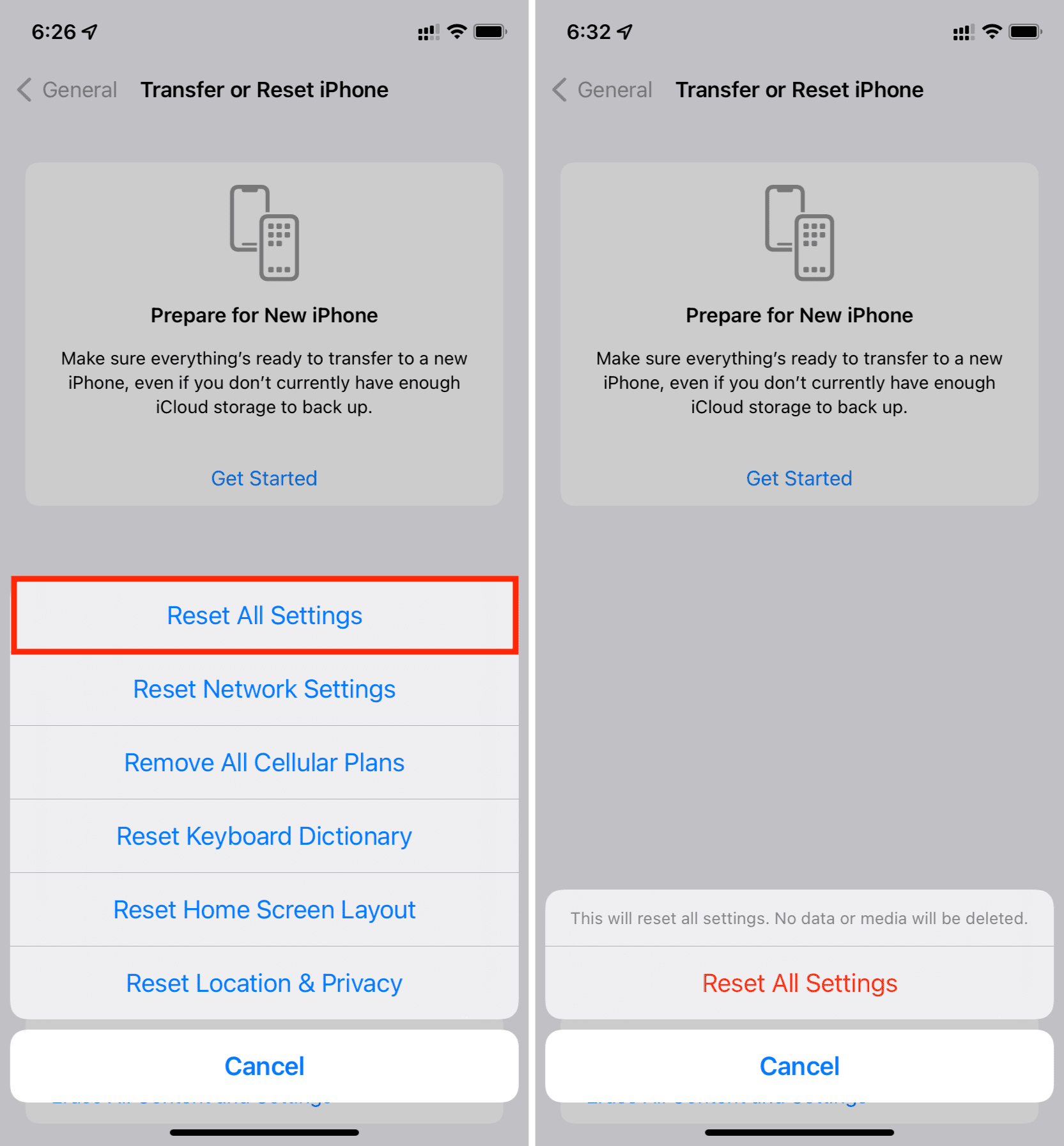 Check your Apple ID and iCloud settings
Reset all settings on your iPhone