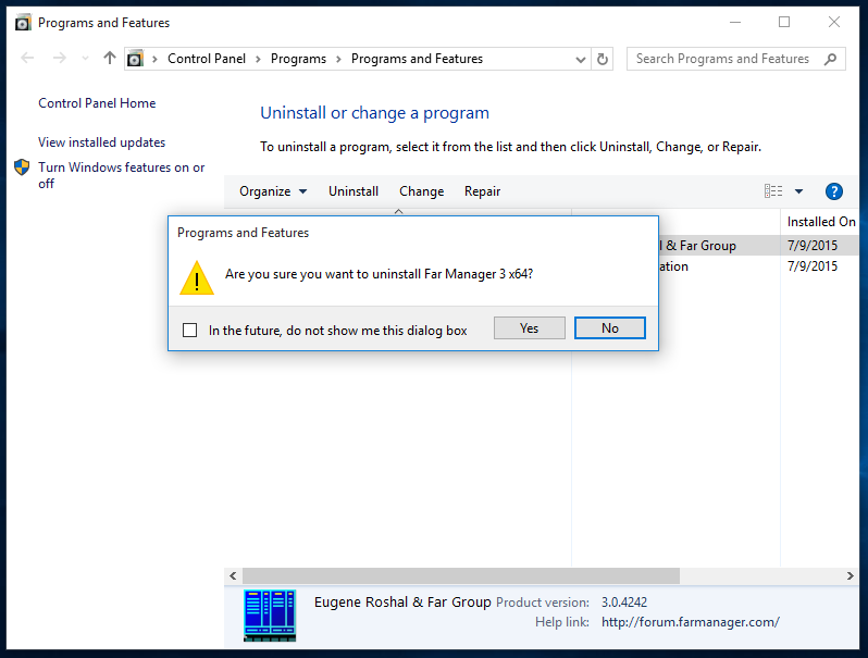 Choose the option to Uninstall Exodus.
Confirm the uninstallation when prompted.