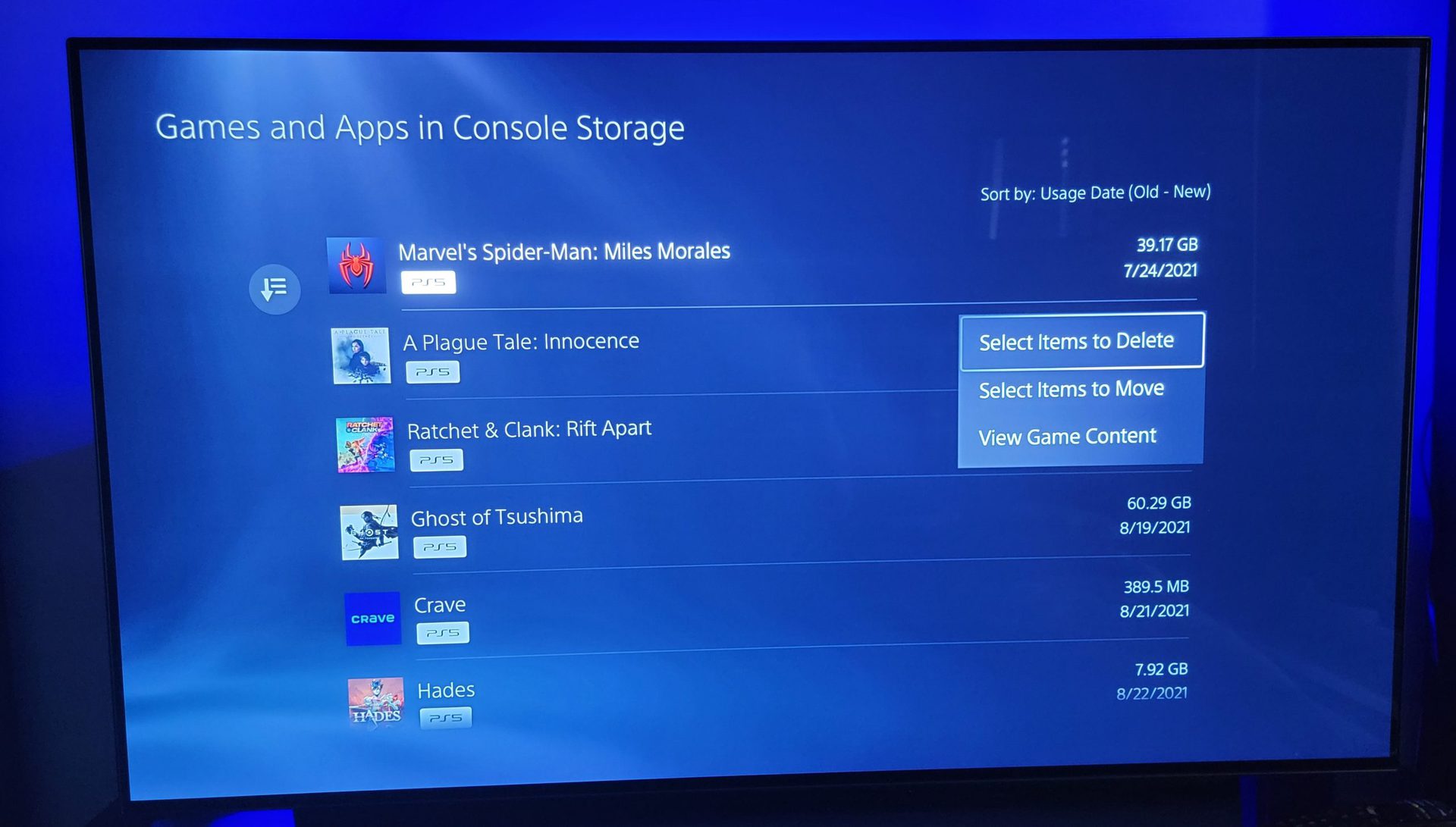 Choose the storage device where your game is installed.
Select "Manage storage".