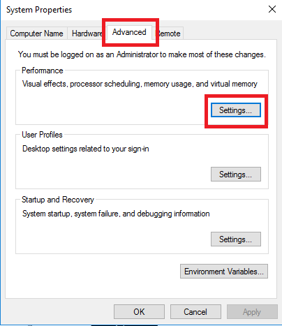 Click on Change in the Virtual memory section
Uncheck Automatically manage paging file size for all drives