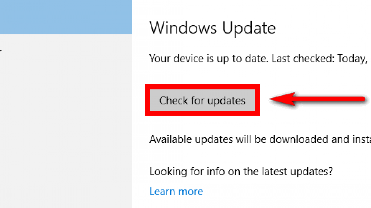 Click on "Check for updates"
Download and install any available updates