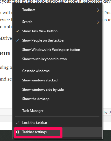Click on the OneDrive icon in the taskbar.
Click on "More" and then "Settings".