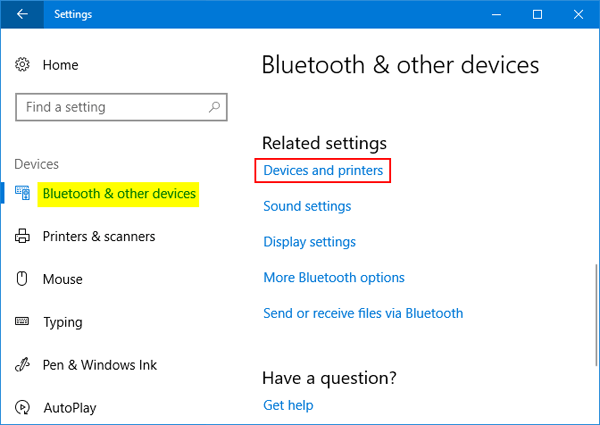 Click on the Start button and open the Settings app.
Select Devices and then click on Bluetooth & other devices.
