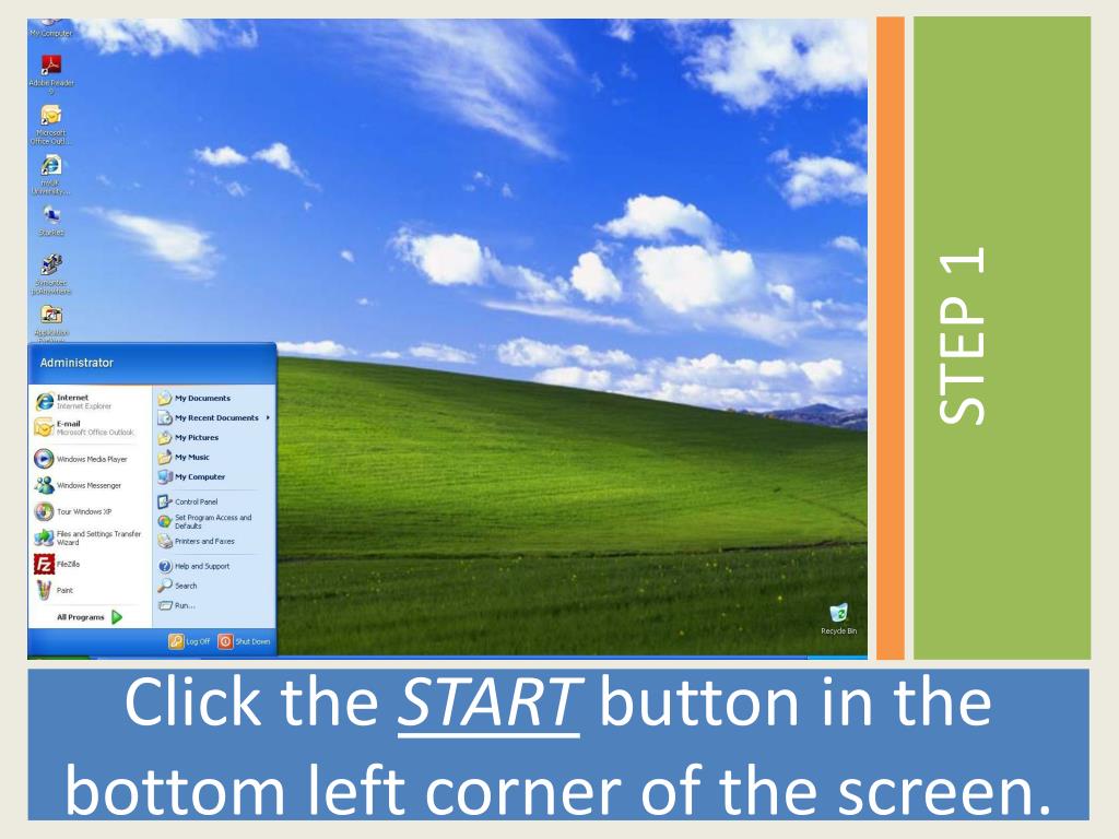Click on the Start button in the bottom-left corner of the screen.
Click on the Power button.