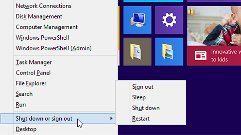Click on the Start button.
Select Restart from the power options menu.