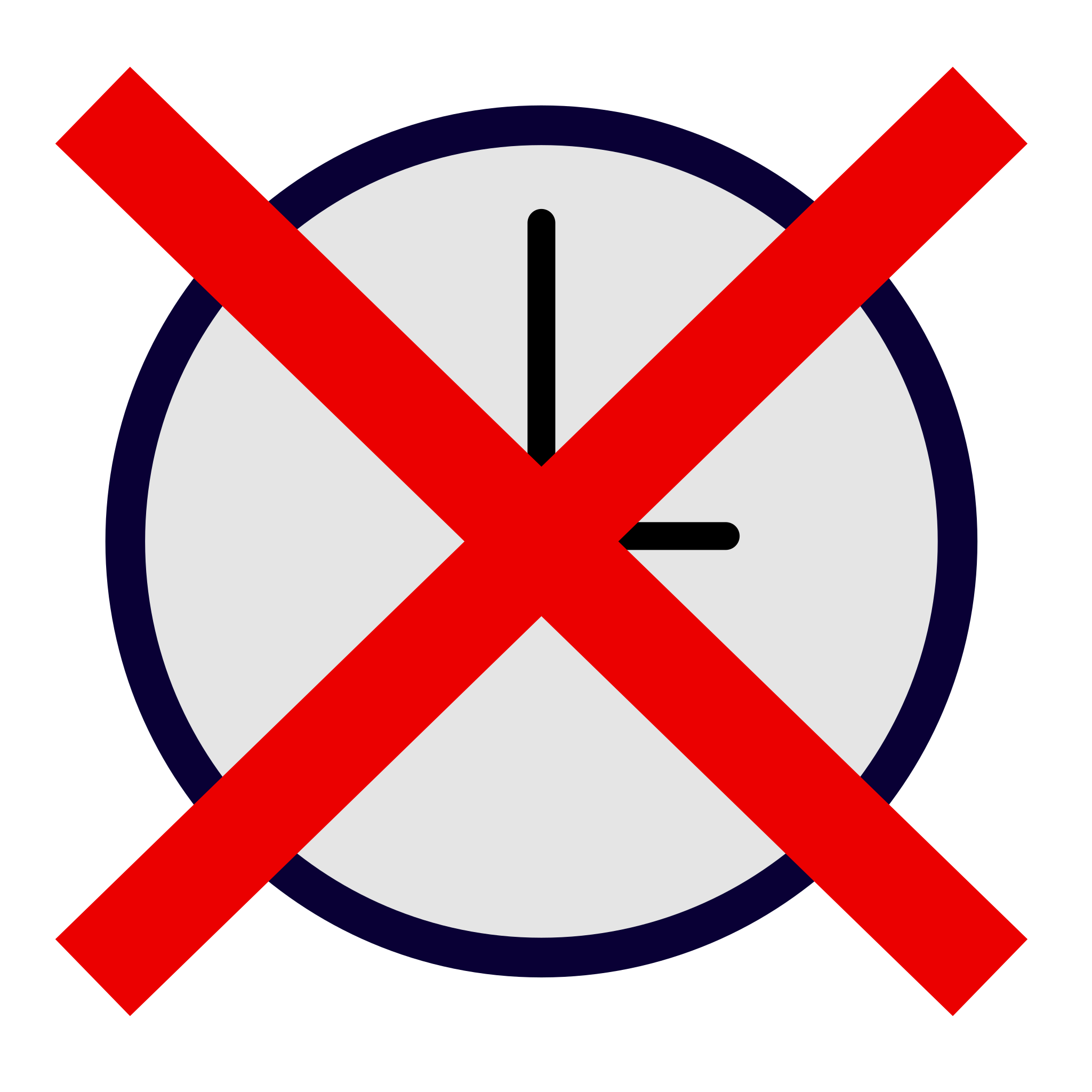 Clock icon with a red crossed-out circle