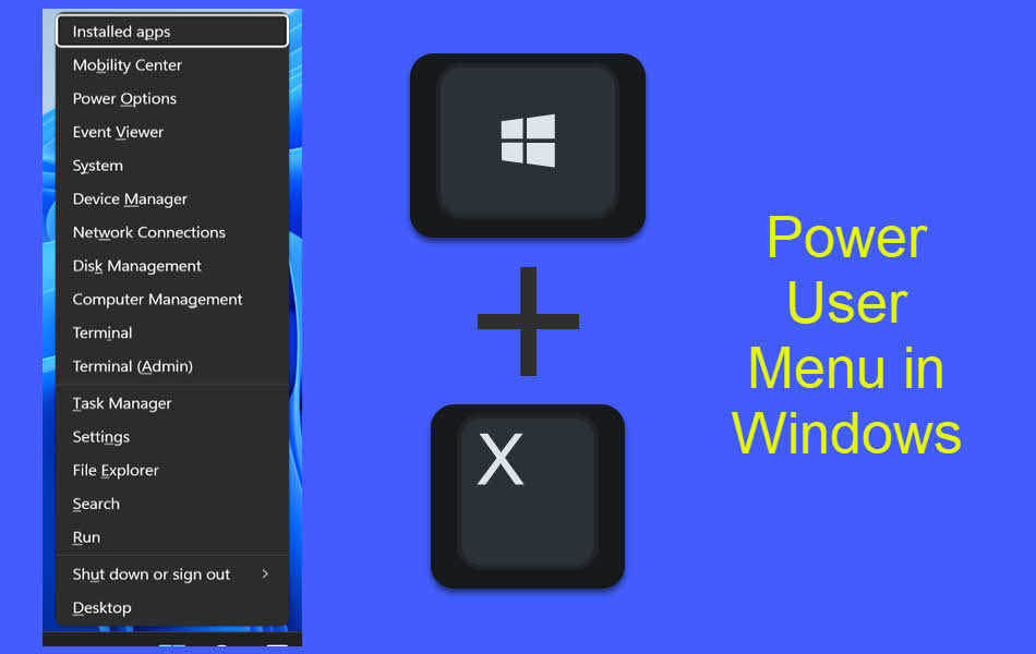 Close Windows 10 Live Mail if it is open.
Press the Windows key + X to open the Power User Menu.