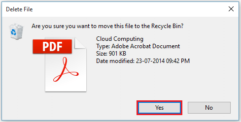 Confirm the deletion when prompted.
Try opening the PDF file again.