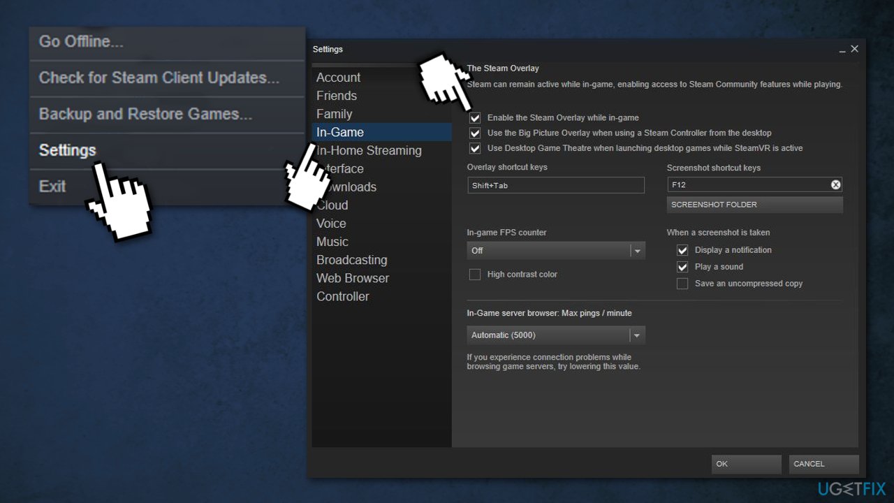 Disable Steam Overlay
Disable hardware acceleration in Steam Client WebHelper settings