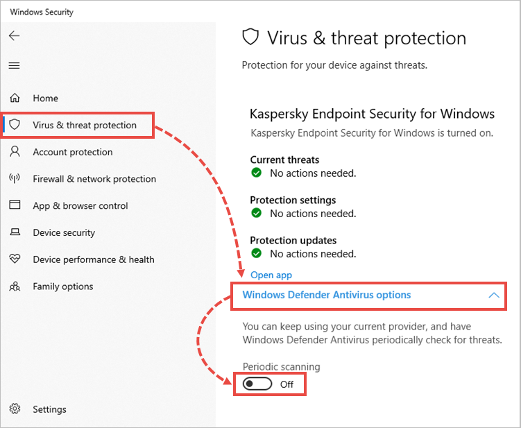 Disable Windows Defender: Temporarily turn off Windows Defender or any other built-in Windows security features that may conflict with Kaspersky.
Contact Kaspersky support: If the issues persist, reach out to Kaspersky's customer support for further assistance and troubleshooting.