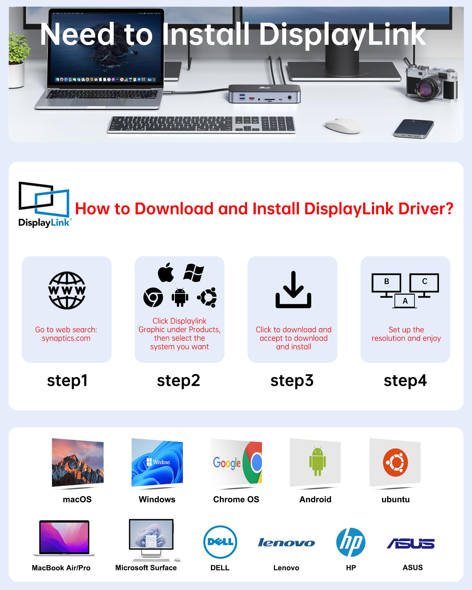 DisplayLink software installation process