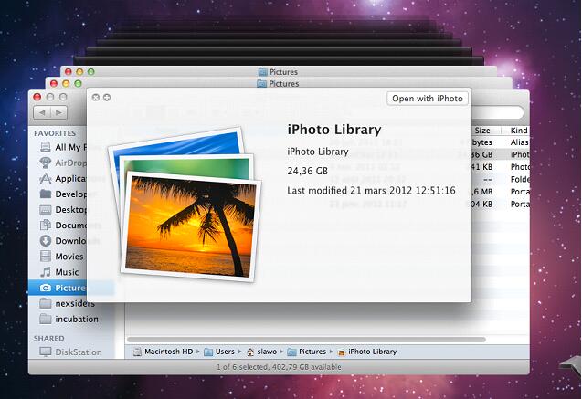 Download and install a photo recovery software.
Scan your Mac for lost iPhoto Libraries.