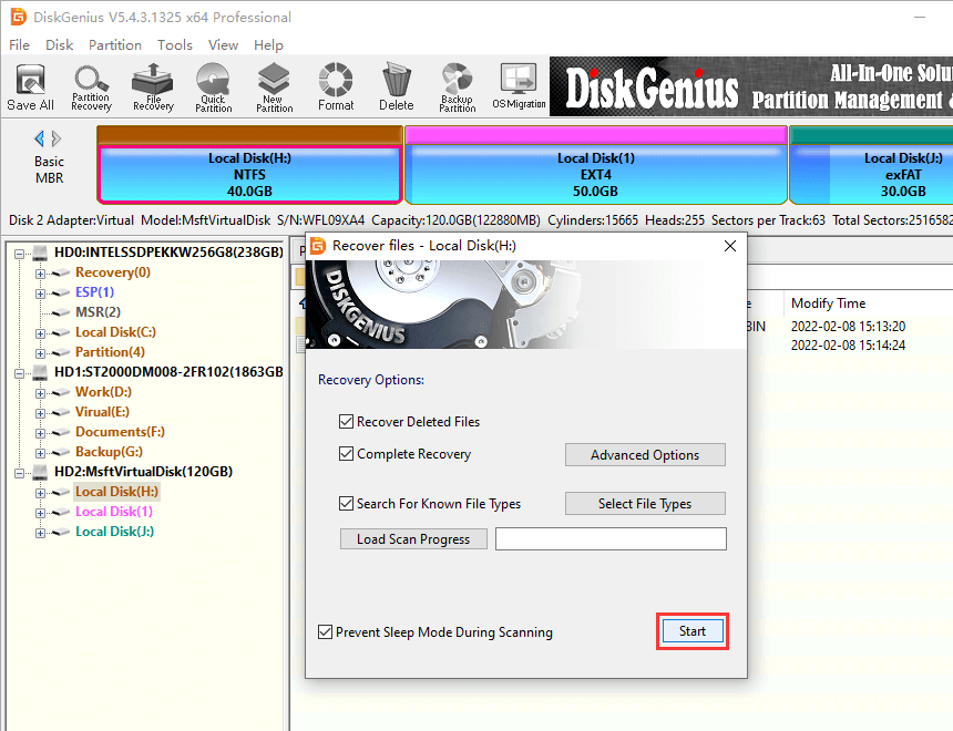 Download and install a reliable data recovery software
Connect the external hard drive to the computer