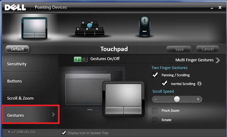 Enable touchpad gestures in settings
Update the touchpad driver