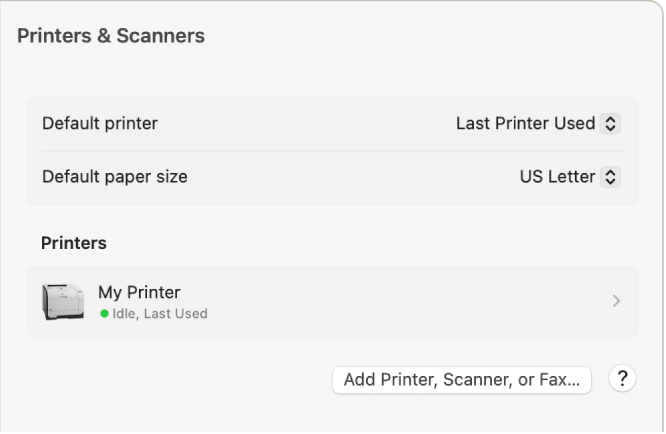 Go to "System Preferences" and click on "Printers & Scanners."
Select your printer from the list and click on the "Options & Supplies" button.