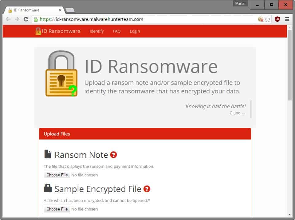 ID Ransomware
Upload the ransom note and encrypted file to the website