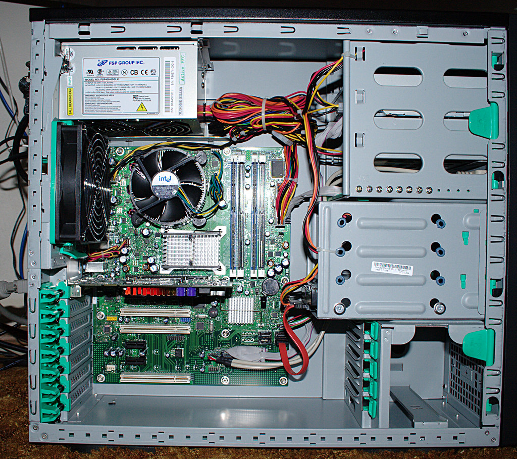 Inside of a computer case.