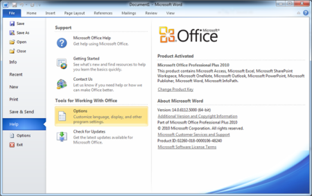 Microsoft Office activation screen