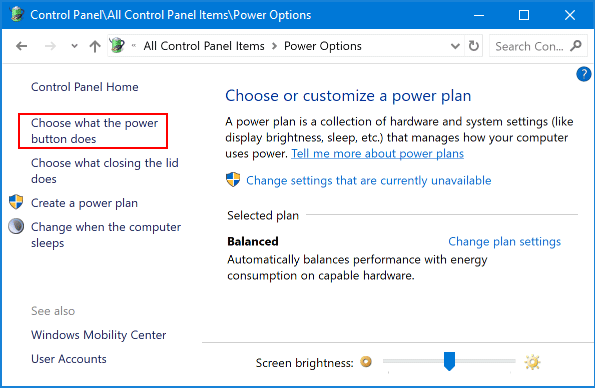 Open Control Panel and click on Power Options.
Select "Choose what the power button does" and then "Change settings that are currently unavailable".