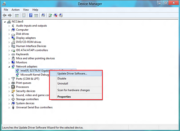 Open Device Manager by right-clicking on the Start button and selecting it from the menu.
Expand the Network adapters category.