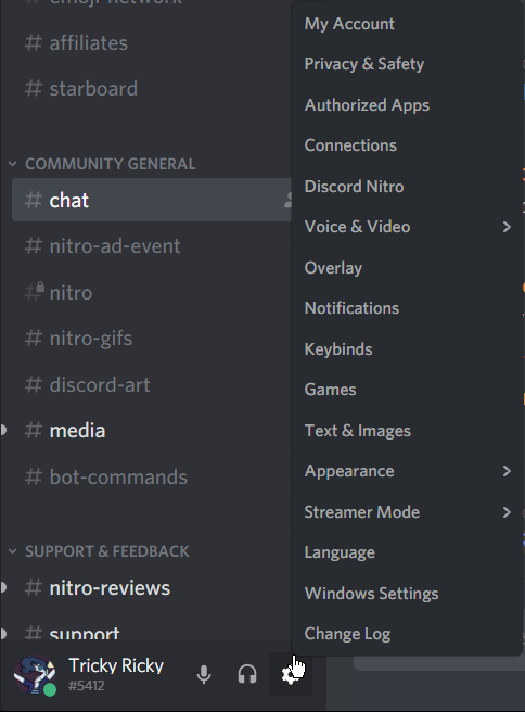 Open Discord and click on the gear icon located at the bottom left corner of the window.
Select "Voice & Video" from the left-hand menu.