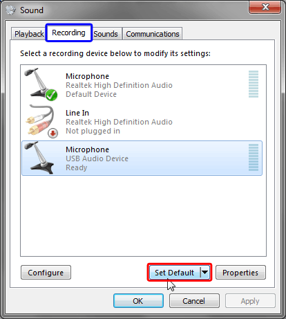 Open Settings and click on System
Select Sound and ensure that the microphone is set as the default recording device