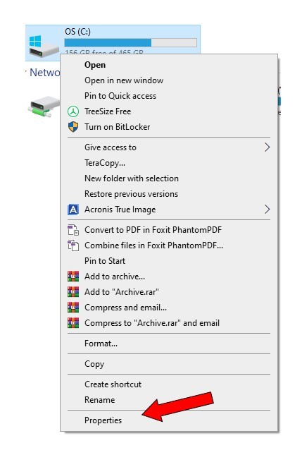 Open the File Explorer
Right-click on the hard drive you want to clean up and select "Properties"