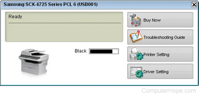 Open the printer software or control panel.
Navigate to the ink or toner section.