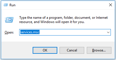 Open the "Run" dialog box by pressing Win+R
Type "services.msc" and hit Enter