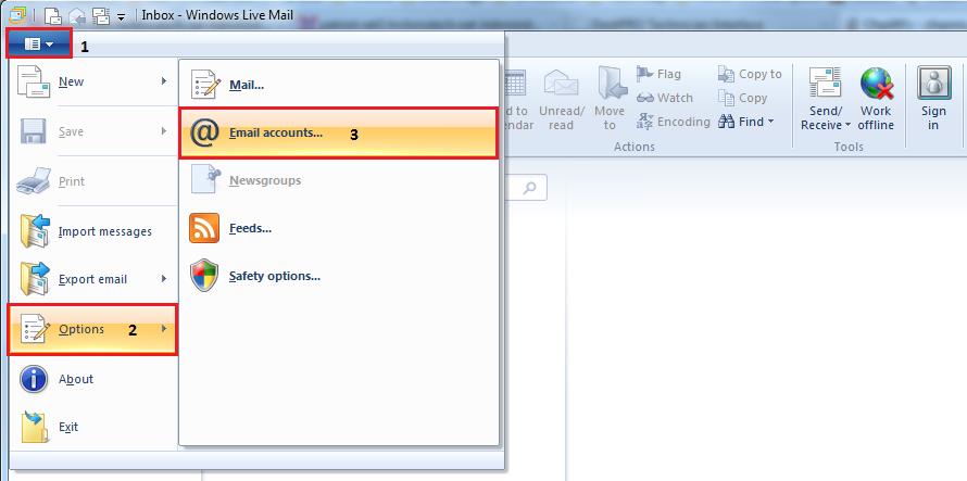 Open Windows Live Mail
Click on Accounts