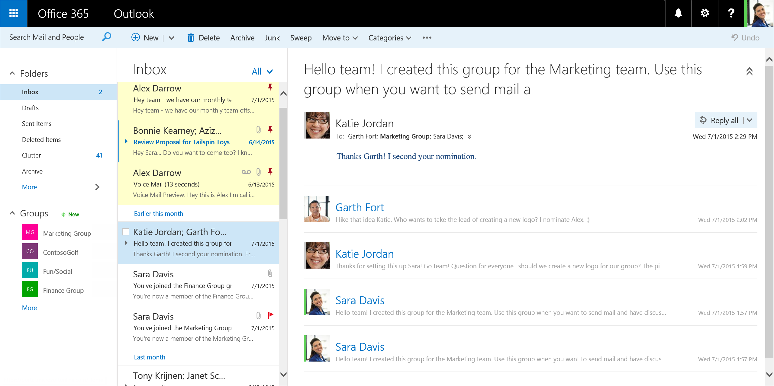 Outlook web interface.