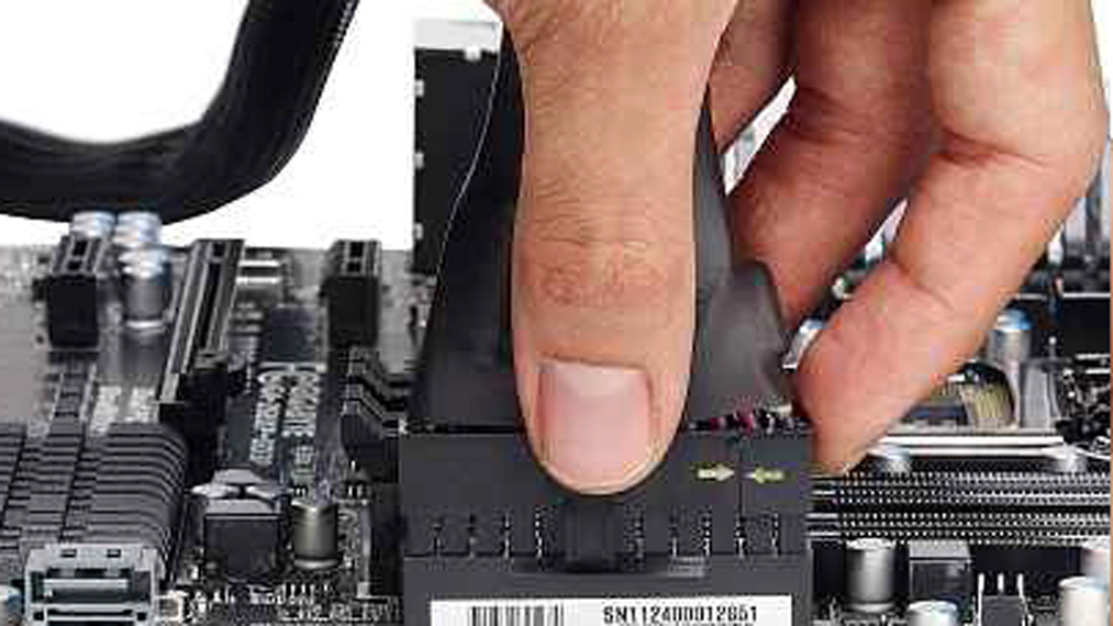 Plug in the replacement cable to both the SSD and motherboard
Ensure the replacement cable is securely connected by pushing it in until it clicks into place