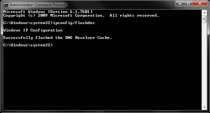 Press Enter to execute the command
Wait for the confirmation message that the DNS Resolver Cache has been successfully flushed