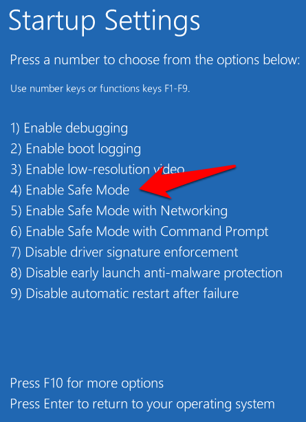 Restart the PC and press the F8 key to enter the Boot Options menu.
Select Safe Mode with Networking and press Enter.