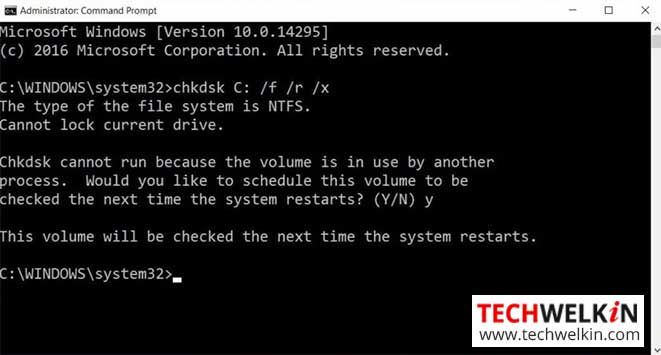 Restart your computer and let CHKDSK run again. Sometimes, the process gets interrupted due to temporary issues.
Run CHKDSK in Safe Mode to prevent any third-party applications from interfering with the scan.