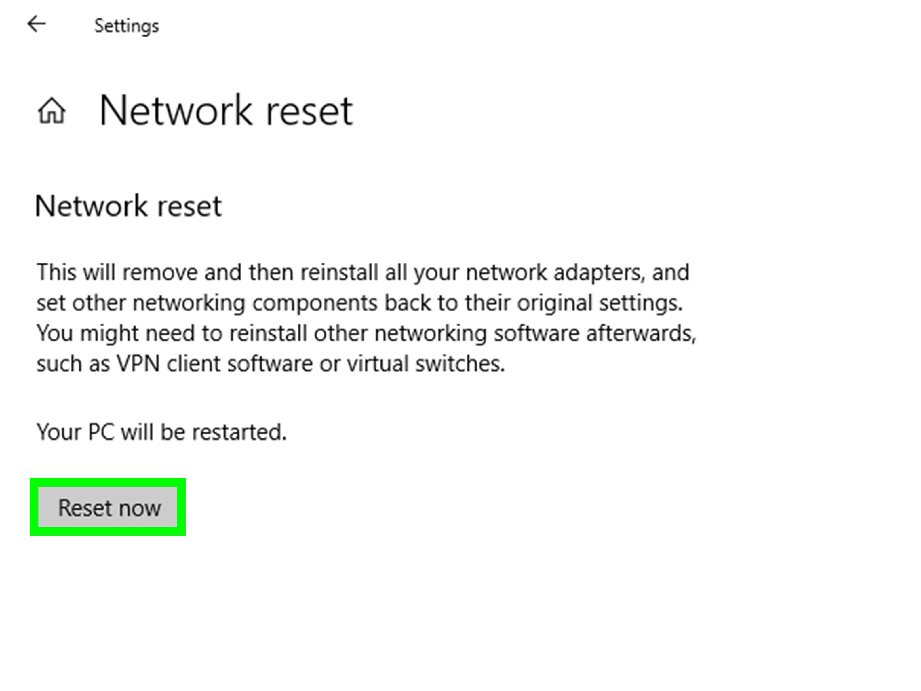 Restart your computer.
Windows will automatically reinstall the Wi-Fi card driver.