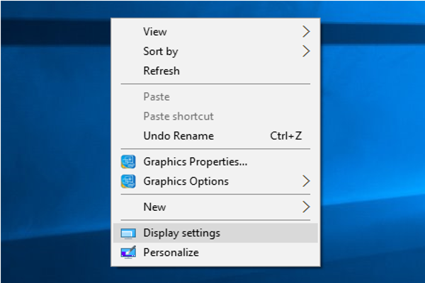 Right-click on an empty area of the desktop and select Display settings
In the Display settings window, scroll down and click on Advanced display settings
