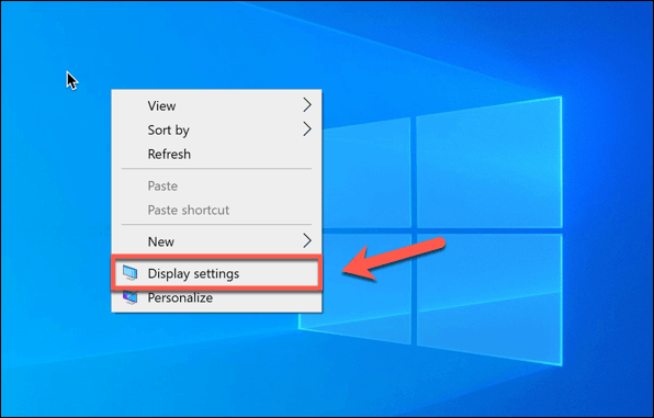 Right-click on the desktop and select Display settings
Verify the correct monitor is selected and the resolution is appropriate