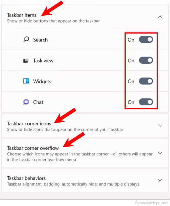 Right-click on the taskbar and select Taskbar settings
In the Taskbar settings window, scroll down to the "Notification area" section and click on Select which icons appear on the taskbar