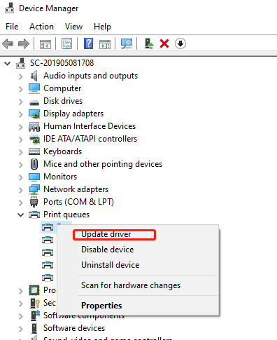 Right-click on your mouse device and select "Update driver."
Choose the option to search automatically for updated driver software.