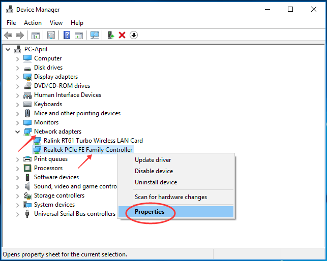 Right-click on your network adapter and select Properties.
Go to the Driver tab and click on Roll Back Driver.