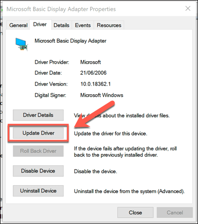 Run a memory diagnostic tool
Update or rollback drivers