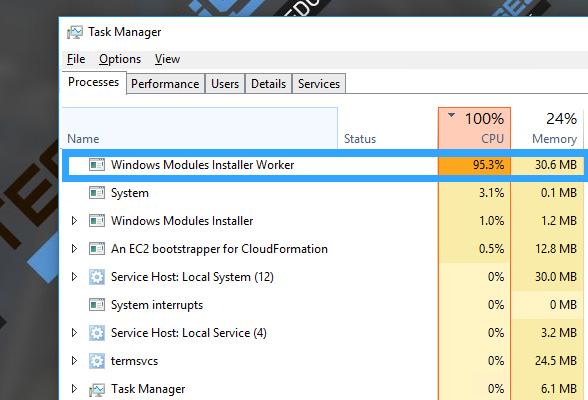 Scroll down and locate Windows Modules Installer Worker in the list of processes.
Right-click on Windows Modules Installer Worker and select End Task.