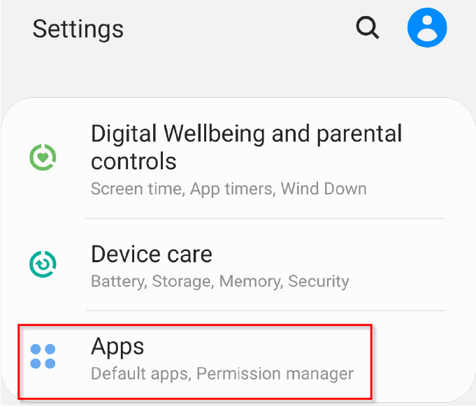 Scroll down and tap on Apps or Applications (depending on your device).
Tap on the App Manager or Installed Apps option.